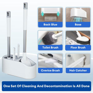 Goldstar 360 ° Toilet brush Household no dead ends Wall-mounted toilet Cleaning brush 4 in 1 set Cleaning Bathroom Drip Proof Base High Efficiency Cleaning Tool
