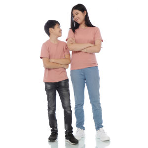 Kaos Polos Anak Oneck Lengan Pendek Bahan Katun Combed 30s Warna Dusty Pink