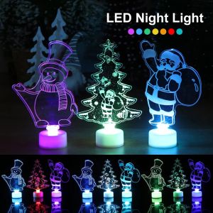【lightingeverthing】Christmas Santa Claus Snowman LED Night Light Light Christmas Tree Decorations Christmas Decorations For Home Navidad Decor New Year Christmas Ornament