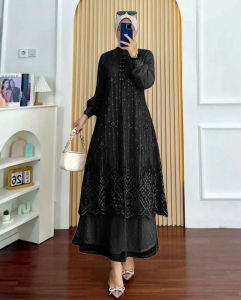 Laila Dress Brukat Gaun Kondangan Pesta Wanita Dewasa Bahan Velvet Variasi Tille Elegan Terbaru 2025