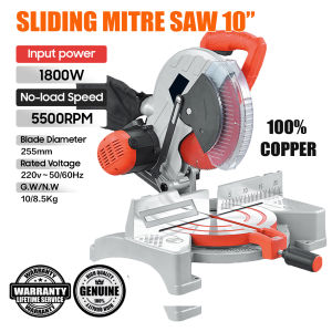 【Infrared laser function】DEKES Industrial Sliding Bar Compound Aluminum Cutter Miter Saw with Laser Pointer & Electronic Brake Sharp Cut  10" 1800-2300W