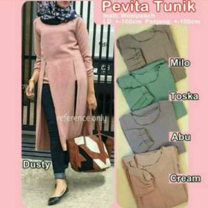 Baju Atasan Wanita Terbaru Pepita Tunik Lengan Panjang Bahan Manggo Crepe Premium