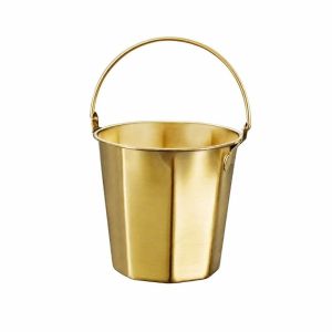 FEELDG Thép không gỉ 304 Xô đá mini có tay cầm Dung tích 0.7L/1.1L/1.7L Thùng đựng đồ ăn vặt Di động Bạc/Vàng Thùng đựng khoai tây chiên Bếp gia đình