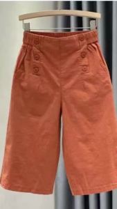 WomenS Elastic Waist Casual Wide Leg Capri Pants 