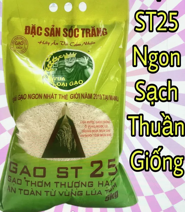 Gạo Sóc Trăng ST 25 hàm lượng dinh dưỡng cao, túi 5kg gạo ST-25
