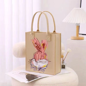 EMS fashion Cute Cartoon Korean Tote Bag Felt Handbag Tote For Girl Cute Kids Bag goodfor school
