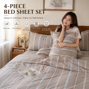In Stock 4PC Bed Sheet Set | Breathable Soft Easy Wash | Free Ship Fast Dispatch Add-On Deal #HomeEssentials