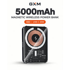 GXM 5000mAh Magnetic Wireless Power Bank | 20W USB-C Fast Charging | Up to 15W Wireless | Slim & Portable Charger