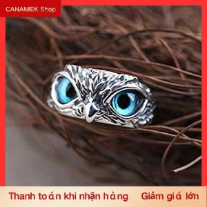 CS Cổ Điển Động Vật Mở Có Thể Điều Chỉnh Đôi Mắt Màu Xanh Owl Nhẫn Người Đàn Ông Và Phụ Nữ Đồ Trang Sức Bên Quà Tặng