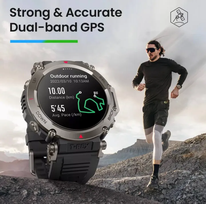 Amazfit T-Rex Ultra Smartwatch 5 GPS Satellite Military-grade Fitness with Freediving support & heart rate monitor