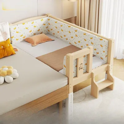 Solid wood childrens spliced bed single bed Baby Cot Bed Attached to Parents Bed Mattress bed rail set for 0-8years child