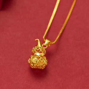 18K Gold Hollow Gourd Pendant Necklace Womens Weight 10g Exquisite Jewelry Holiday Gift