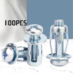 100pcs M4 M5 M6 Petal Rivet Lock Nuts with Screw Hollow Wall Jack Nuts Bolt Iron Skin Metal Screw For Repair Tools Accessories