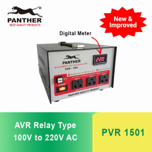 Panther PVR 1501 AVR Relay Type 1500 Watts with 100V 110V and 220V AC Output Automatic Voltage Regulator / Voltage Stabilizer with built-in Transformer Proudly Philippine Made