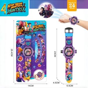 AKZDXE 24 Pattern Design 3D Projection Watch Rumi Mira Zoe Light-Up Feature Projection Watch Kids Birthday Gift KPop Demon Hunters Electronic Light-Up Toy