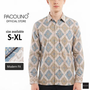 Pacolino Malaysia Men Premium Batik Songket Long Sleeve Modern Fit - Cream Colour 22626-SK0261-C