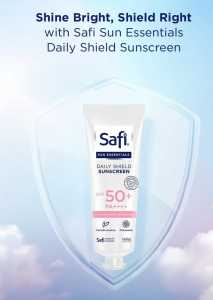 SAFI SUN ESSENTIALS DAILY SHIELD SUNSCREEN SPF50+ PA++++ (TANPA BOX) - Diperkaya centela asiatica dan chamomile