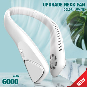 พัดลมคล้องคอ พัดลมห้อยคอ พัดลมพกพา ไม่ต้องถือ ไม่ใช่ใบพัด ชาร์จUSB ปรับลมได้ 3 ระดับ 6000mAh พัดลมระบายความร้อน