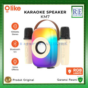 OLIKE Speaker Bluetooth portable KM7 10W Karaoke Dengan Dual Mic RGB