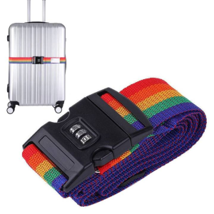 Baggage Belt Travel Rainbow Adjustable Luggage Suitcase Strap with Coded Lock Secure Lock Safe 1.7m Belt Strap