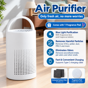 BT Portable Handheld Air Purifier Desktop Household Bedroom Deodorize Secondhand Smoke Pm2.5 With Aromatherapy Blue Light Purification Type-C Power Supply Two Models Filter Element Optional
