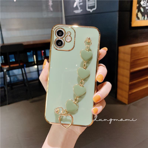Ốp điện thoại Silicone mềm chống sốc 6D cho IPHONE SAMSUNG có dây đeo hình trái tim thời trang PC01