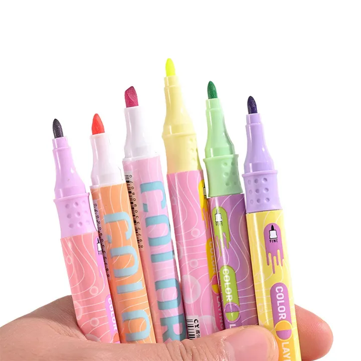 ONE-A114%20Highlighter%20Pastel%202%20Sisi%20Isi%206pcs%2012%20Warna%20/%20Spidol%20Penanda%20Teks%20Set%20Alat%20Tulis%20Sekolah%20-%20Image%205