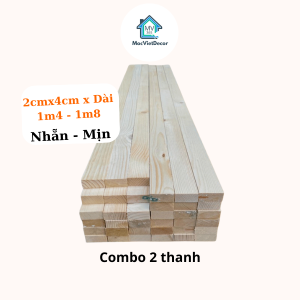 Combo 2 Thanh Nan Gỗ Thông Dày 2cm x Rộng 4cm X Dài 1m4 - 1m8 Dùng Trang Trí Decor Đóng Các Vật Dụng