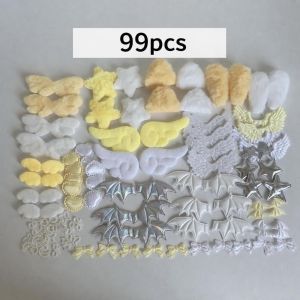 WENYOU 99pcs/set Đồ chơi nhồi bông Bộ Trang Trí Túi Ita Làm thủ công Tự làm Bộ dụng cụ trang trí bìa thẻ Kawaii Ruy băng ren Bộ phụ kiện Wing Bow Heart Trang trí túi Ita