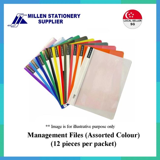 One Inch File Management File Clear View Management File with Fastener, A4 (Assorted / Single Colours ...