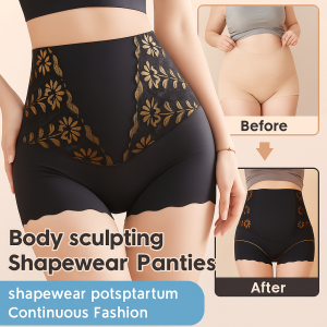 3 In 1 High Waisted Pants Antibacterial Breathable Tummy Control Underwear Plus Size Lace Tummy Control Pants