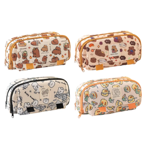 Lovely Capybara Pen Bag School Pencil Organizers Large Capacity Pencil Case For Erasers Markers Scissors Storage