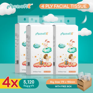 【BUY 2 TAKE 2】Munafie Facial Tissue Paper 4 Ply Large Size 175*155 Toilet paper 1280 Sheets/ Pack