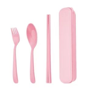 3 Pcs Set Sendok Alat Makan Cutlery Garpu Sumpit Set Box Travel Peralatan Makan
