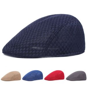 MARBLEX Men Women Mesh Newsboy Style Sun Hat Breathable Peaked Cap Beret Hat