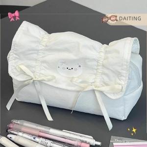 DAITING Dễ thương Bow bút chì Túi sinh viên bút Pouch công suất lớn văn phòng phẩm lưu trữ túi bút chì trường hợp nguồn cung cấp