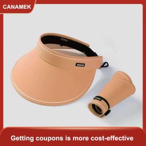【CANAMEK】 Phụ nữ mới cuộn lên Sun Visor rộng vành mũ Mùa hè có thể gập lại Packable UV bảo vệ rỗng Top ponytail cap cho bãi biển du lịch nắp ca-pô