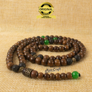 JADE AGARWOOD 99 - Tasbih Zikir 99 Butir Cantik Aesthetic Terbaru Kayu Gaharu Asli Kombinasi Batu Lava Giok Hijau Original