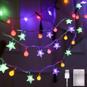 2025 Lampu Hias Ramadhan Lampu LED Hiasan 10 Meter Lampu Kelap Kelip Lampu Tirai Kamar Outdoor Lampu Bintang Anti air with USB & Baterai Box
