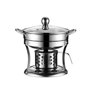 CTTC Individual Hot Pot Mini 304 Stainless Steel Personal Stock Pot Detachable Hot Pot Hotel Food Warmer