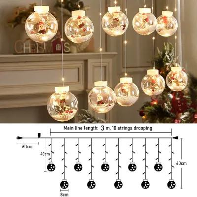 LED Christmas Lights Santa Wishing Ball Lights Room Decoration Lights Fairy Lights Curtain Lights