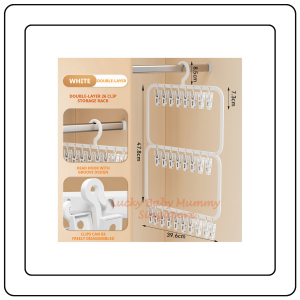 【JJ HOME】Double Layer 26 Clips Hanger Rack/Multifunctional Storage Drying Rack/Underwear Hanger Organizer