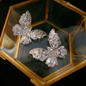 ต่างหูผีเสื้อ MODE Korea ต่างหูพลอยเทียมสง่างามเครื่องประดับสำหรับผู้หญิงสำหรับเด็กผู้หญิง