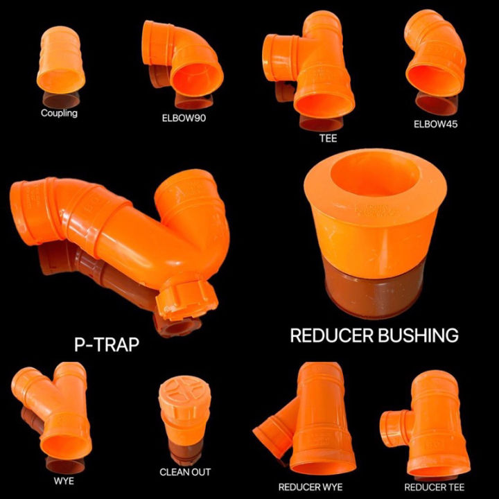 pipe-pvc-orange-fittings-2-3-4-elbow-tee-wye-coupling-cleanout