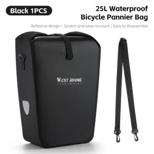 WEST BIKING Full Waterproof Bike Bag 25L Large Capacity Trunk Pannier Long Travel Double Side Bag Cycling Bag Bike Accessories