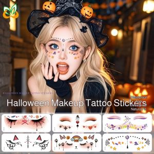 New beautiful ghost haunted Halloween tattoo stickers witch playful cute ghost makeup face waterproof tattoo stickers