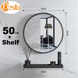 【warranty】Round Mirror for Wall Decor Matte Black Metal Frame Circle Vanity Mirror for Bathroom Bedroom Living Room Entryway Modern Style