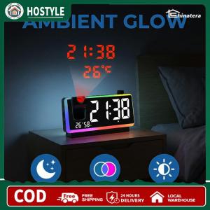 Projection Alarm Clock Large LED Display RGB Night Light USB Charge for Hearing Impaired & Deaf People