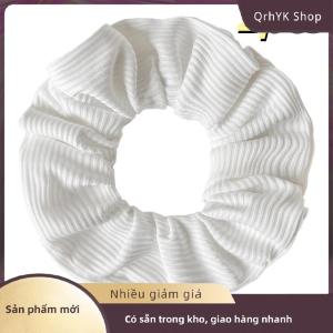 Hàng có sẵn✨ 2pcs sọc vải dệt kim màu rắn tóc ban nhạc tóc scrunchies với túi dây kéo cho cô gái ponytail chủ ban nhạc tóc quan hệ phụ kiện