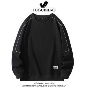 FUGUINIAO Mens Sweatshirt Breathable and Sweat-absorbent Round Neck Long Sleeve Black Long Sleeve Sweatshirt Free Shipping